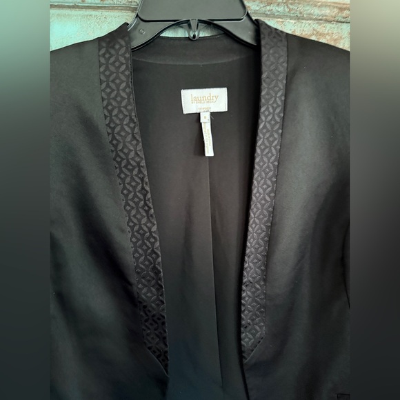 Laundry by Shelli Segal Black Tuxedo Satin Blazer Jacket Size 8 - Picture 4 of 11